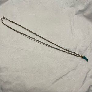 Vintage Turquoise Horn 17inch Gold Necklace